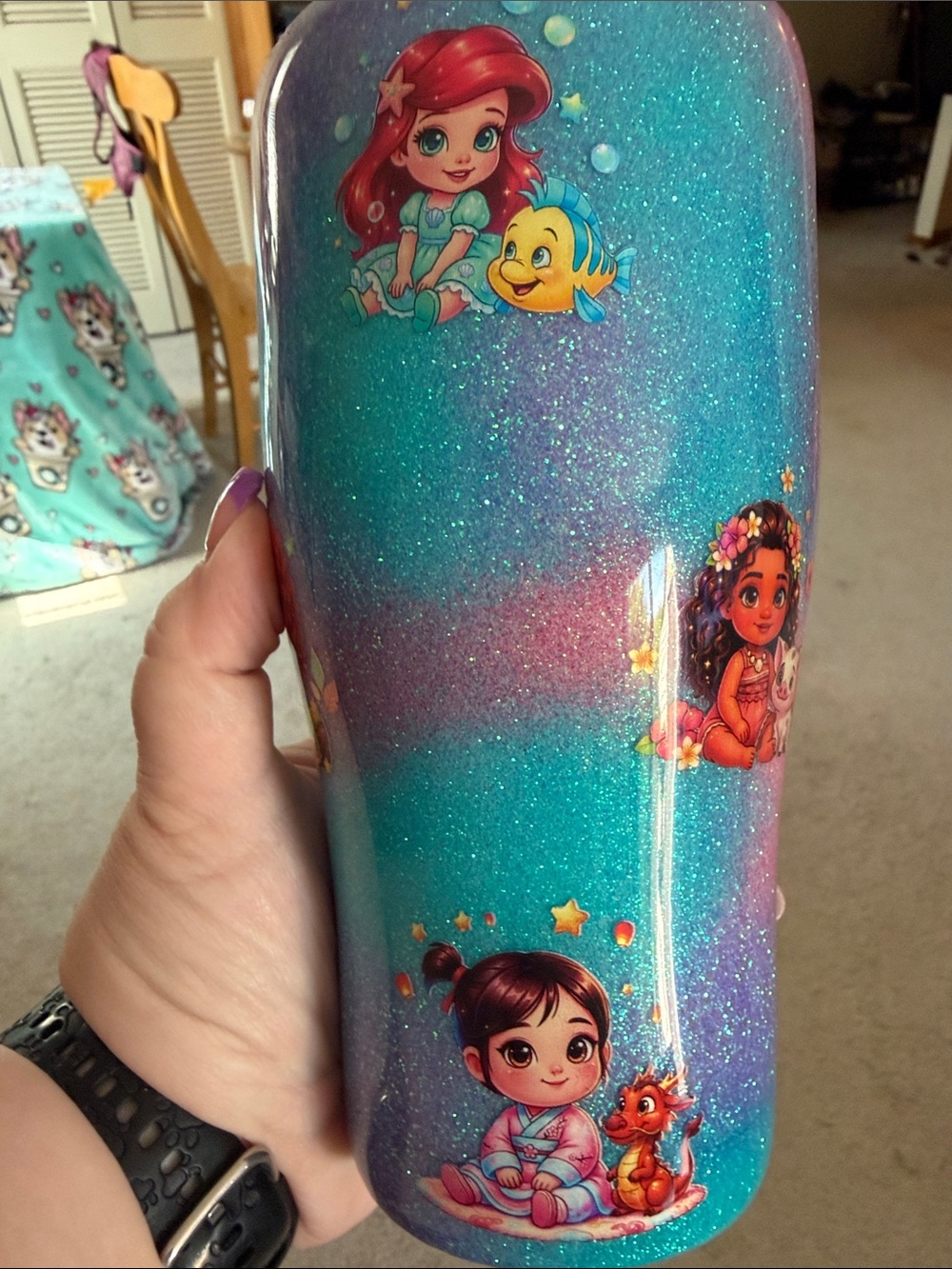 Custom 30oz Water Cup w/Disney Princesses & their sidekicks